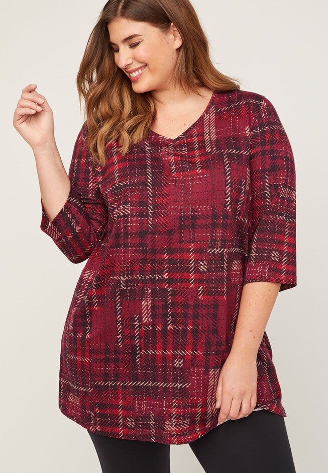 Sherwood Easy Fit Tee, RED PLAID, hi-res image number null