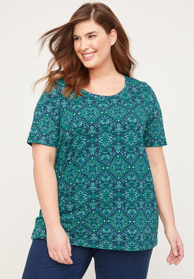 Suprema Ultra-Soft Scoopneck Tee, BLUE MEDALLION, hi-res image number 0