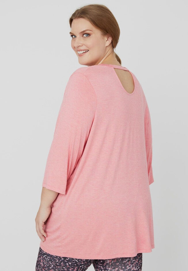 Open-Back Active Tee, HEATHER CORAL, hi-res image number null