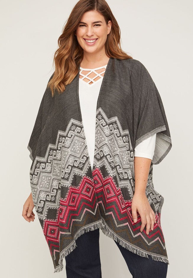 Fair Isle Kimono, GRAY, hi-res image number 0