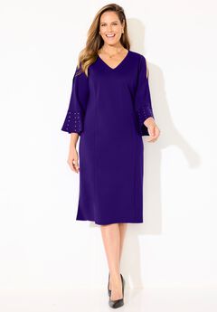 Embellished Cold Shoulder Ponte Dress