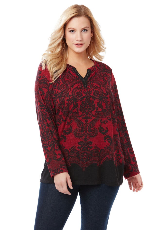 Baroque Flourish Top, RED, hi-res image number null