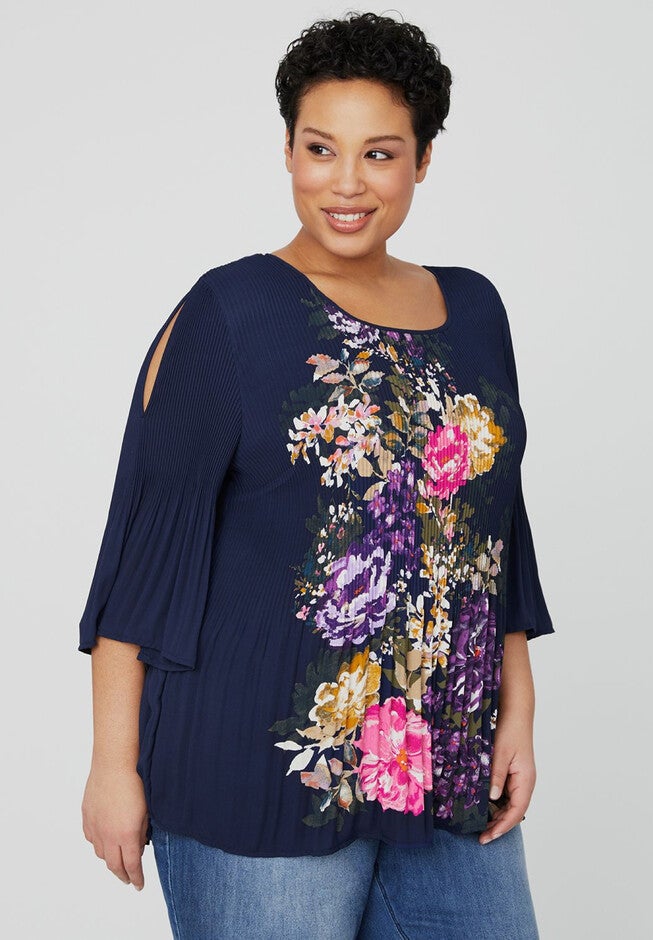 Palace Balcony Pleat Top, MARINER NAVY, hi-res image number null