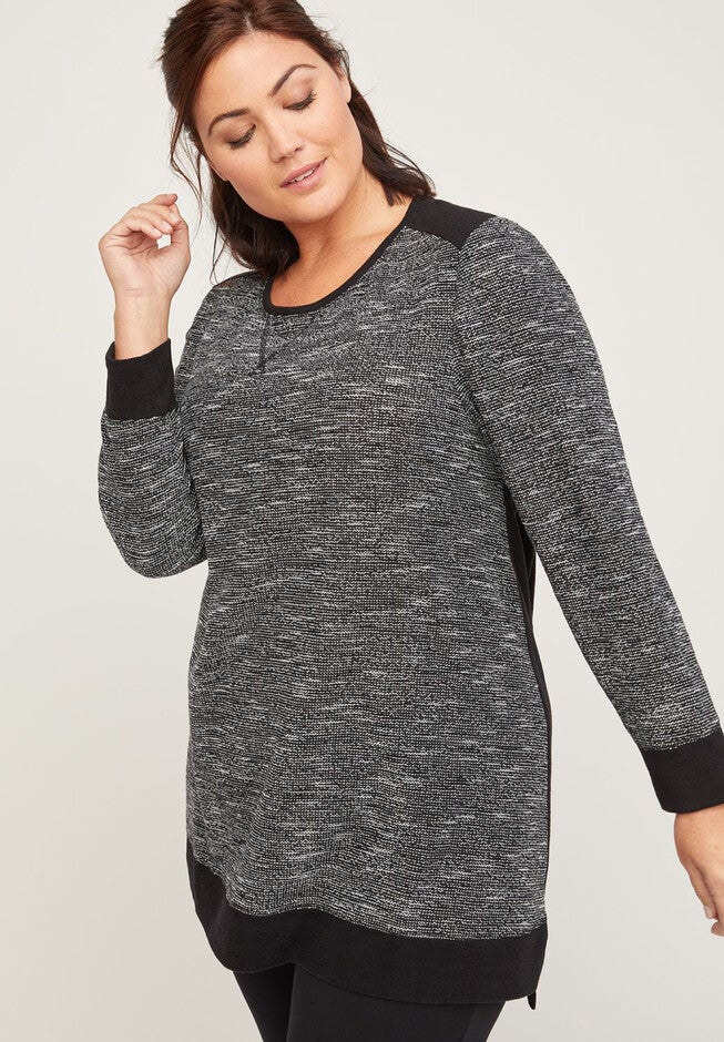 ComfySoft Mixed Fabric Tunic, BLACK, hi-res image number 0