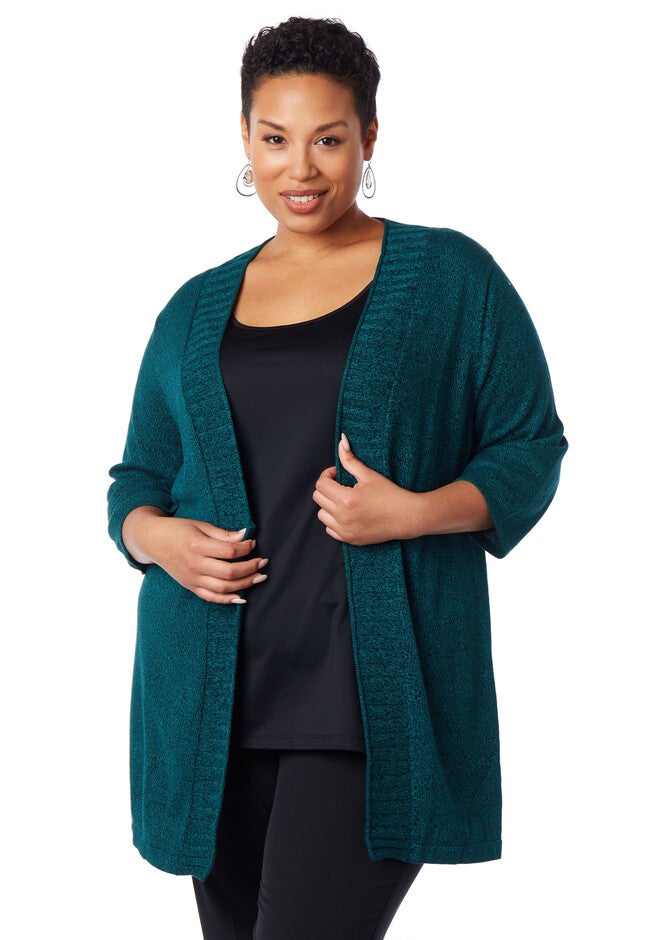 Openfront Marled Cardigan, JADE ISLE BLACK, hi-res image number null
