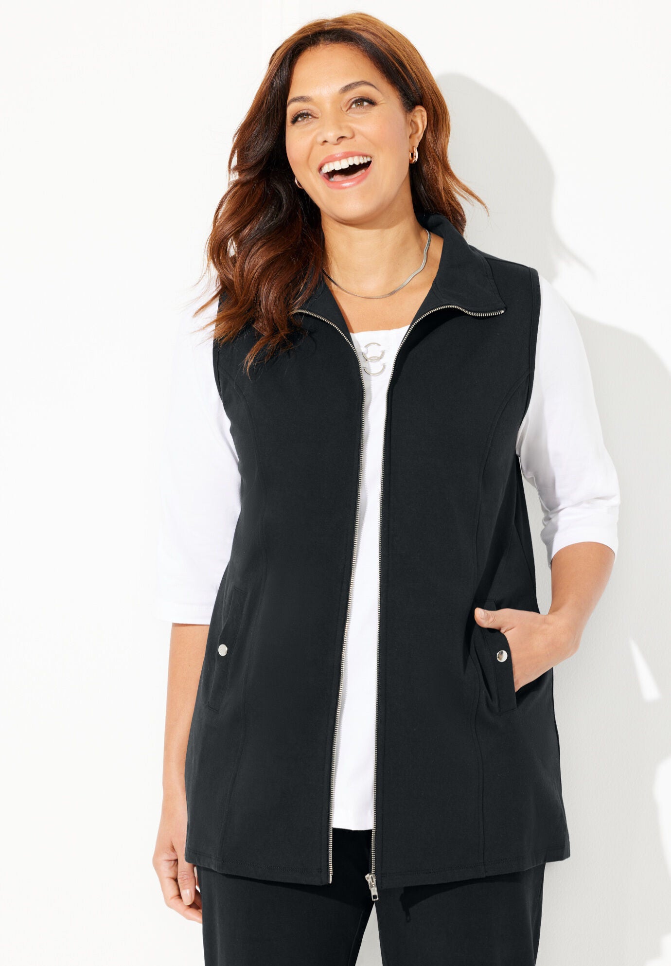 Right Fit Curvy Blazer Stretch Fabric Black Catherines
