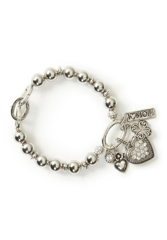 Heart Stretch Bracelet, SILVER, hi-res image number null