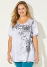 Foil Print Tee, WHITE PAISLEY, hi-res image number null