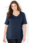 Suprema® Crochet V-Neck Tee, NAVY DOT, hi-res image number null