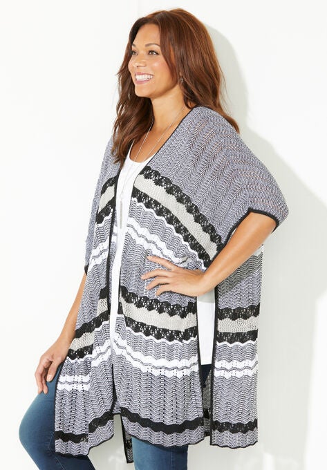 Pointelle Stripe Kimono, , alternate image number null