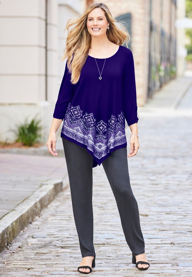 AnyWear Border Print Tunic, DEEP GRAPE, hi-res image number null