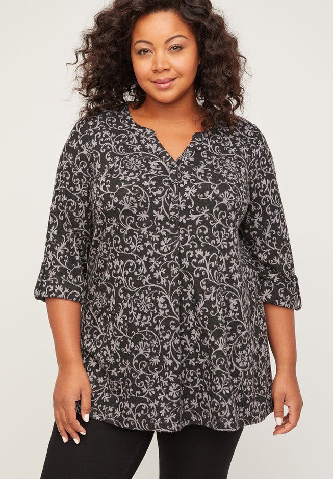 ComfySoft Woodhouse Henley Tunic, ETHNIC PRINT, hi-res image number 0