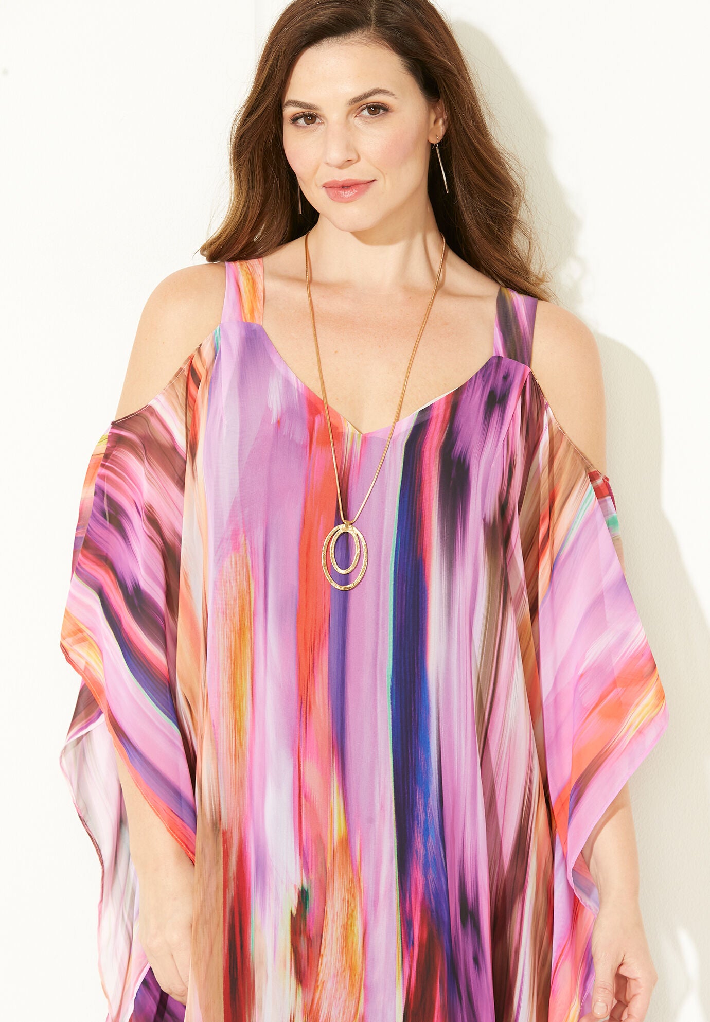 Cold shoulder chiffon tops discount