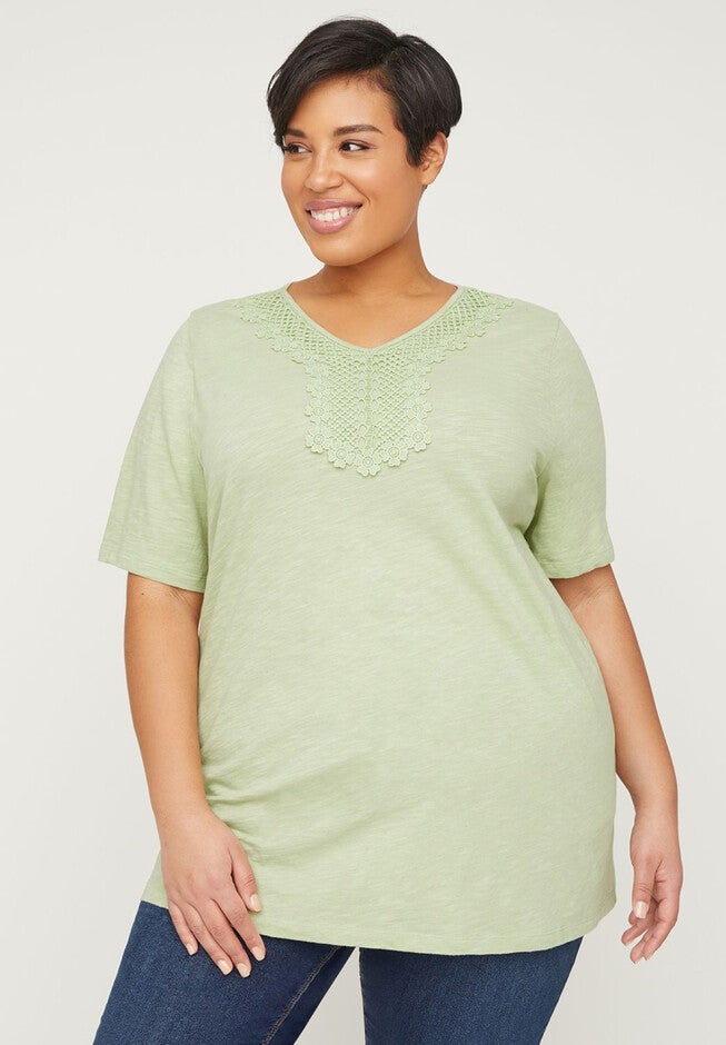 Embroidered Blossom Top, SWAMP, hi-res image number null