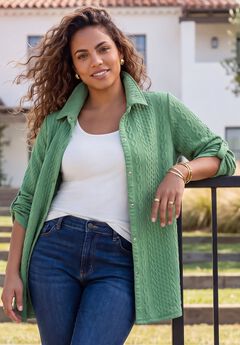 Collared Cable Buttonfront Tunic