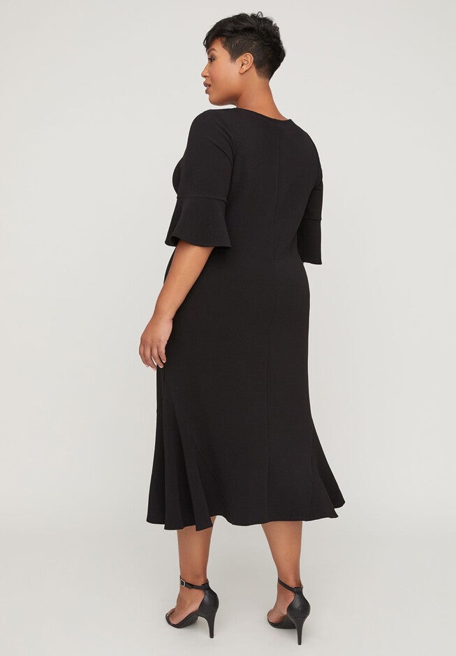 Flounce Crepe A-Line Dress, , on-hover image number null