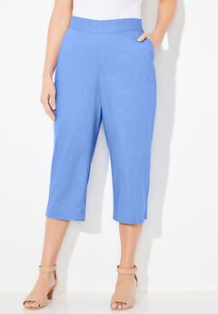 Flat Front Linen Capri