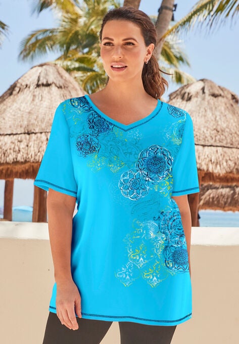 Foil Print Tee, SCUBA BLUE PAISLEY, hi-res image number null