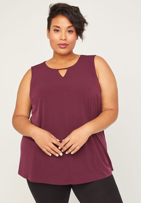 Timeless Tunic Tank With Cutout, MULLED WINE, hi-res image number null