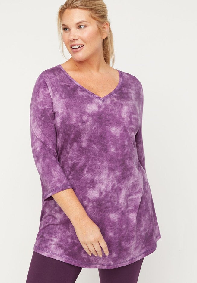 Crisscross Tie-Dye Tunic Top, PURPLE TIE DYE, hi-res image number null