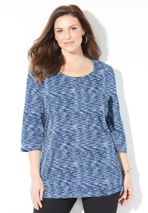 Active Slub Scoopneck Tee, NAVY SPACE DYE, hi-res image number null