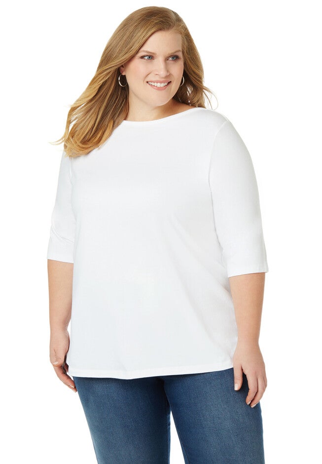 Suprema Boatneck Tee, WHITE, hi-res image number 0