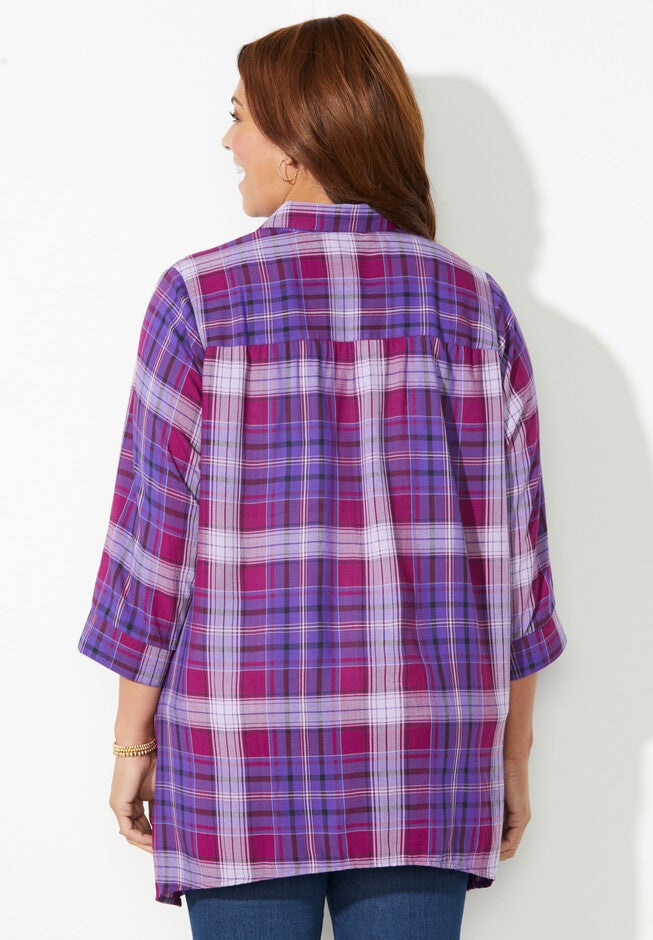 Buttonfront Plaid Tunic, , on-hover image number 1