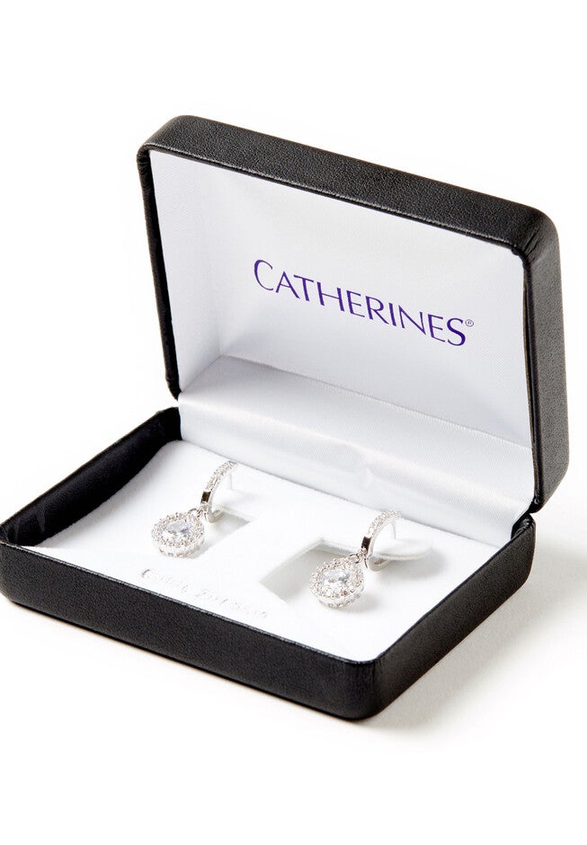 Cubic Zirconia Crystal Drop Earrings, SILVER, hi-res image number null