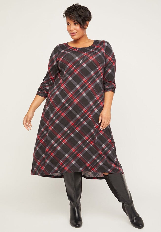 Mount Pleasant A-Line Dress, RED BLACK PLAID, hi-res image number 0