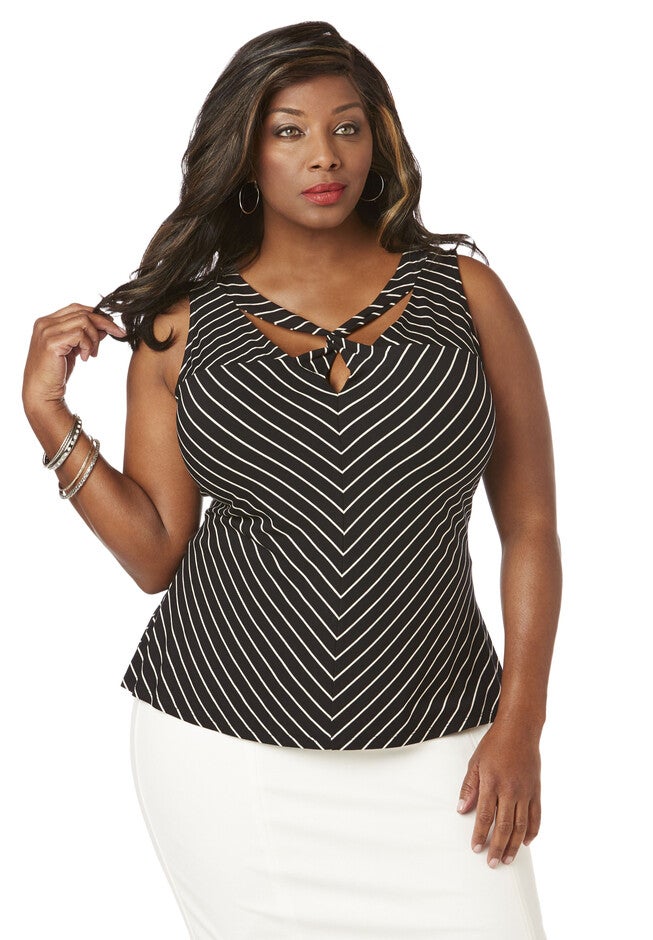 Curvy Collection Charisma Tank, BLACK STRIPE, hi-res image number null