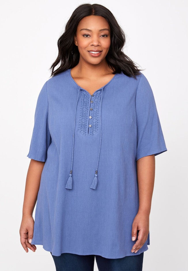 Marina Print Peasant Top, COASTAL FJORD, hi-res image number null