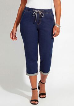 Relaxed Rolled Knit Jean Capri