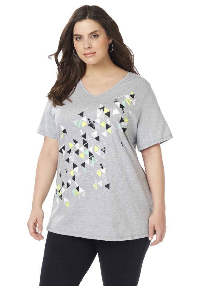 Triangles Screen Tee, LIGHT HEATHER GREY, hi-res image number null