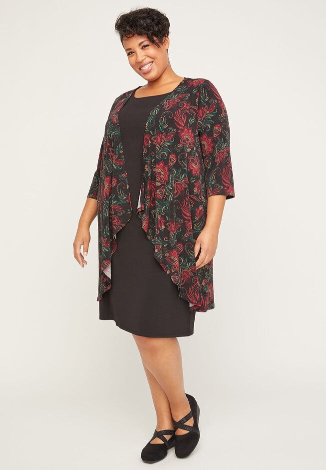 Floral Grove Jacket Dress, HOLIDAY FLORAL, hi-res image number 0