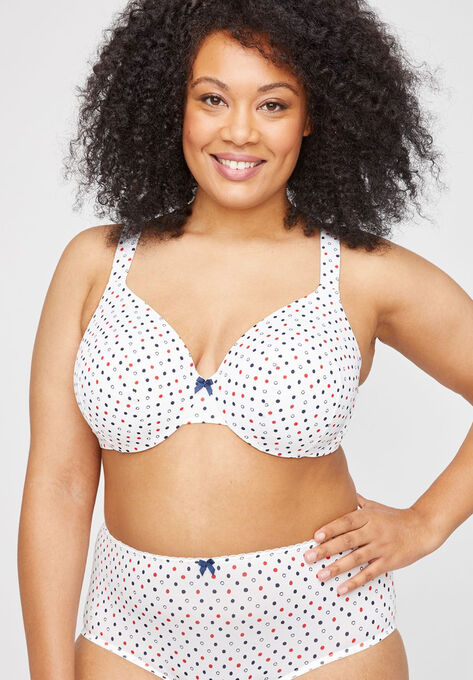 Full-Coverage Smooth Underwire Bra, NAUTICAL DOTS WHITE, hi-res image number null