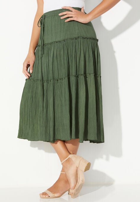 Tiered Midi Skirt, , alternate image number null