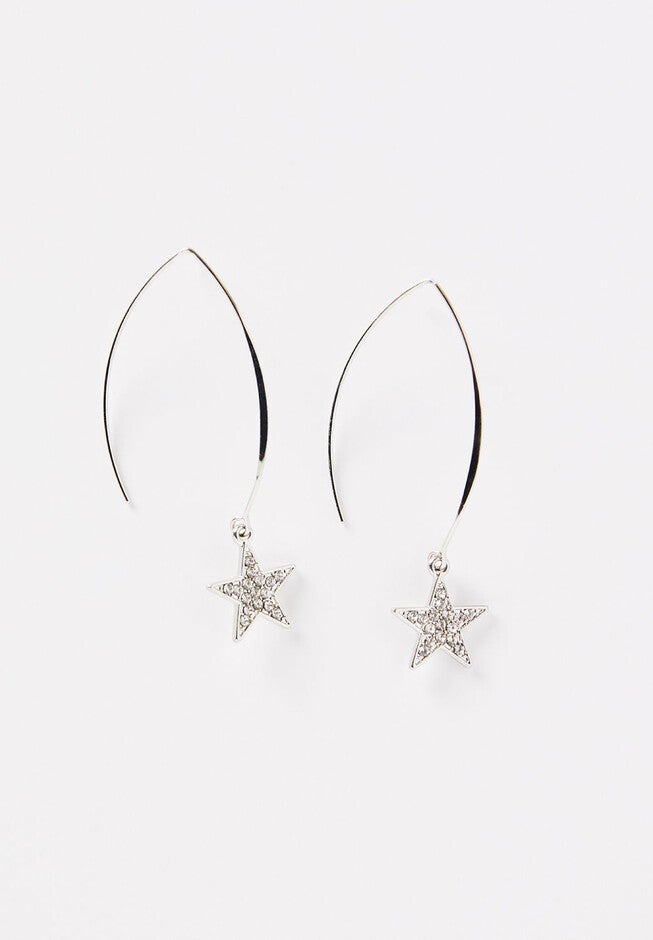 Shooting Star Wire Earrings, SILVER, hi-res image number 0