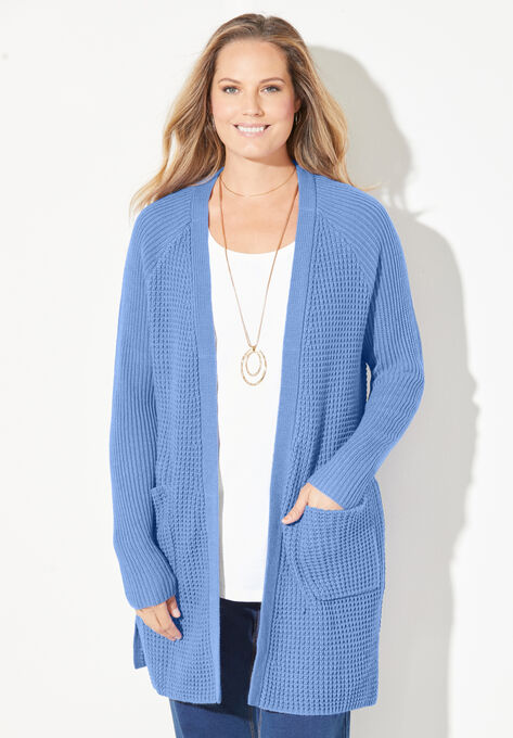 Daydream Waffle Knit Sweater, FRENCH BLUE, hi-res image number null