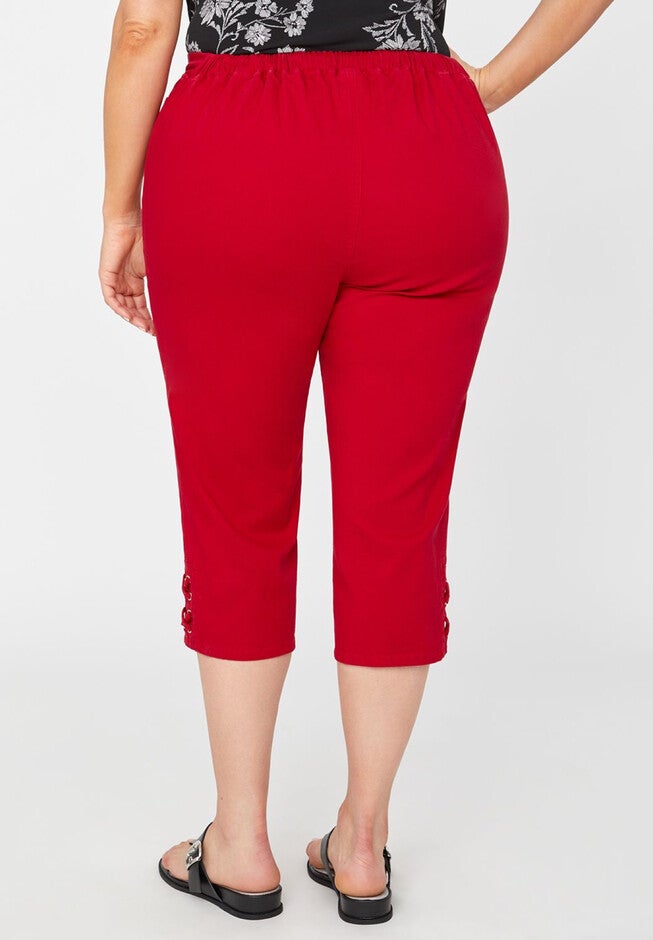 Essential Flat Front Capri with Crisscross Detail, , on-hover image number null