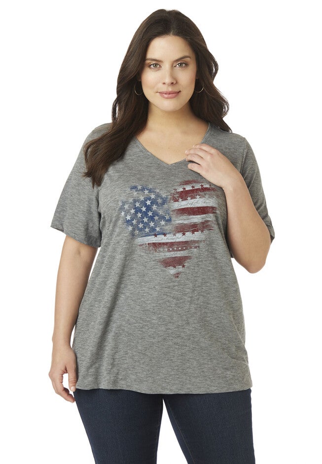 Heart Flag Tee, HEATHER GREY, hi-res image number null