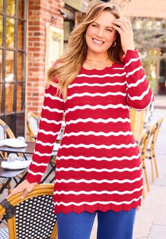 Scallop-Detail Knit Sweater