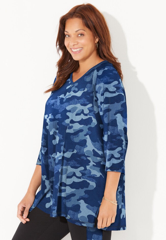 Slub Knit Motivation Top, NAVY CAMO, hi-res image number 0