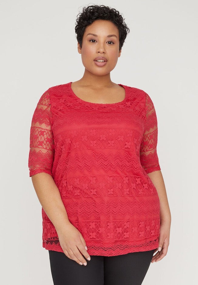 Crimson Lace Top, FIREWORK RED, hi-res image number null