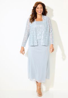 Long Lace Jacket Dress Two-Piece Set