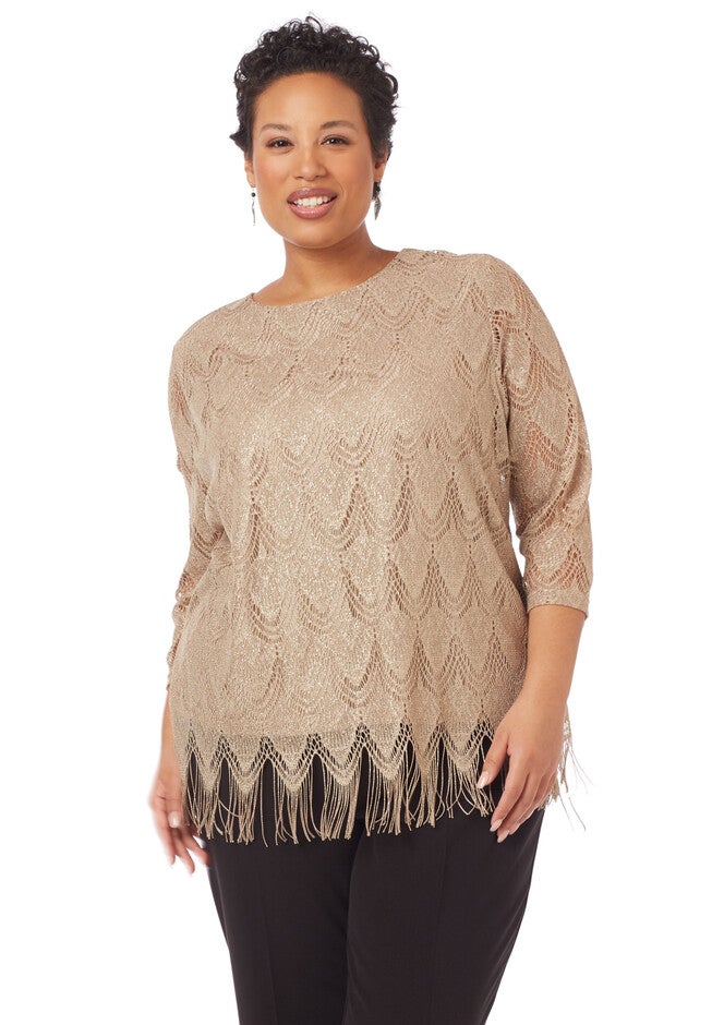 Shimmer Fringe Top, GOLDMINE, hi-res image number 0