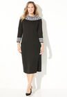 Cowl Neck Sweater Dress, BLACK HOUNDSTOOTH, hi-res image number null