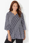 Affinity Chain Pleated Blouse, BLACK WHITE TILE PRINT, hi-res image number null
