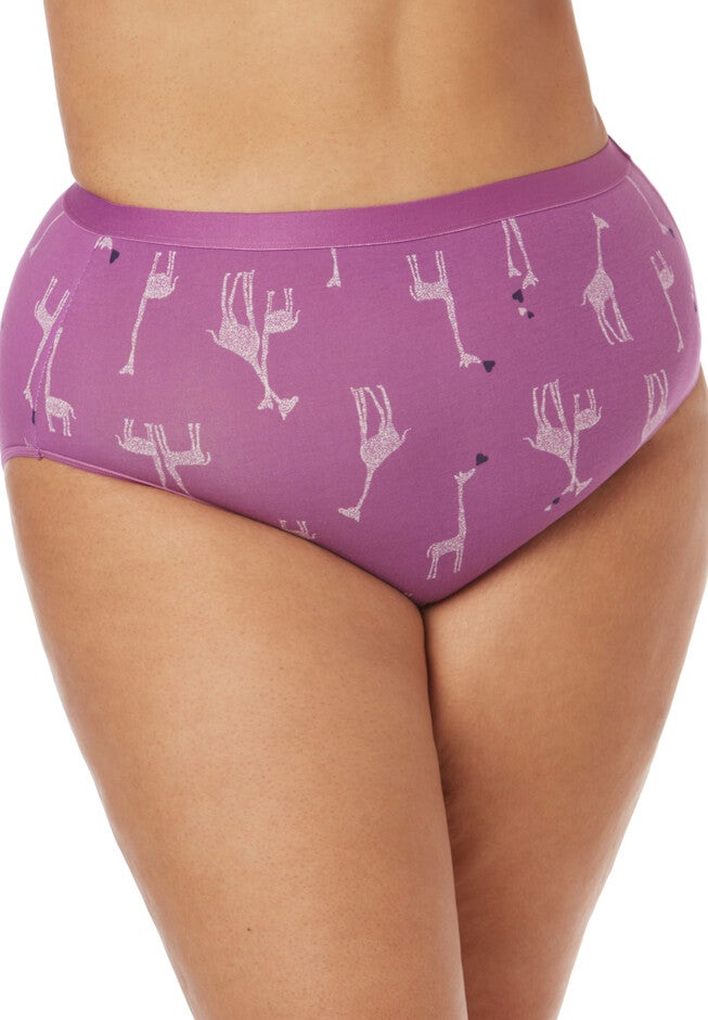 Printed Cotton Hi-Cut Brief, PURPLE GIRAFFE PRINT, hi-res image number null