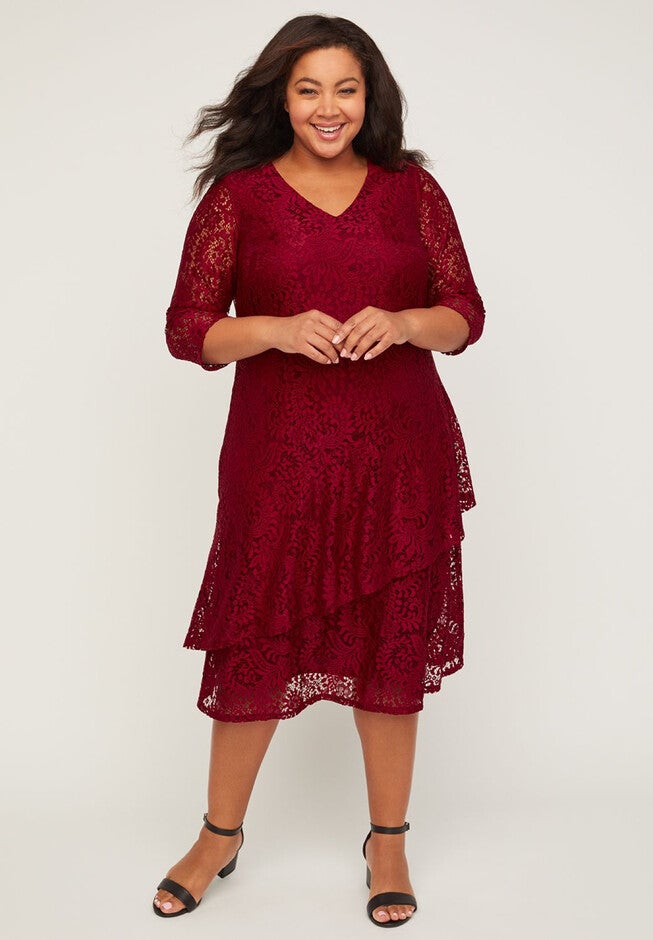Embrace in Lace A-Line Dress, RED, hi-res image number 0