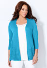 Embroidered Lace Cardigan, AQUA OCEAN, hi-res image number null